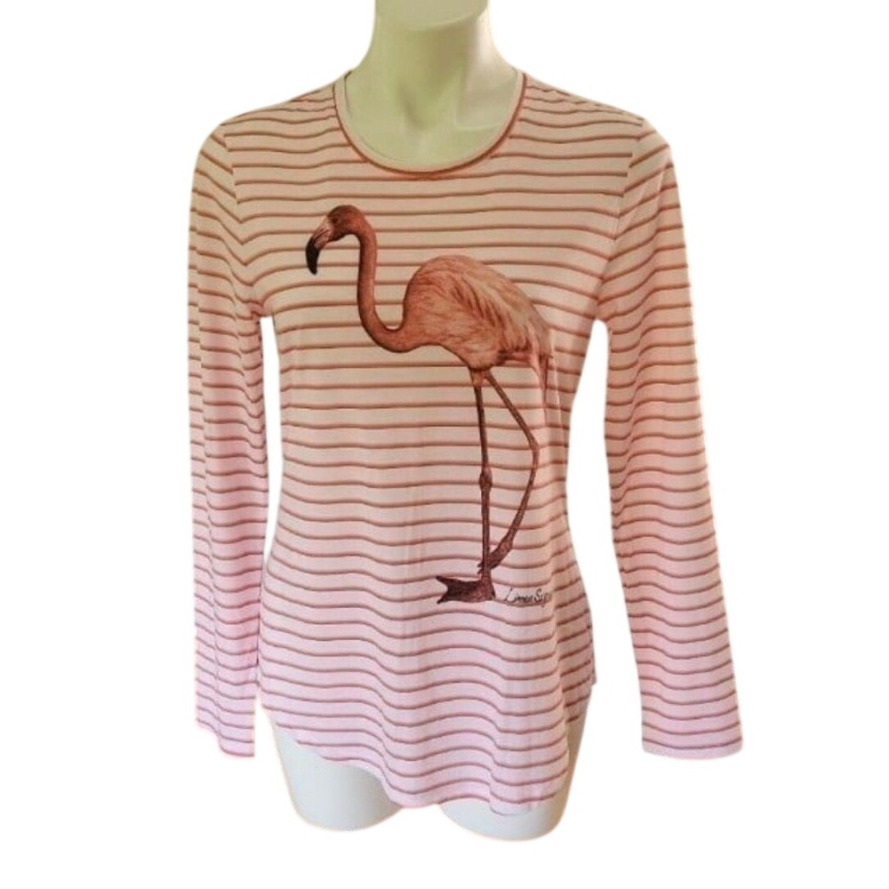 Linea Lea Szymanski Reel Legends Flamingo Stripe Performance Top Medium Pink